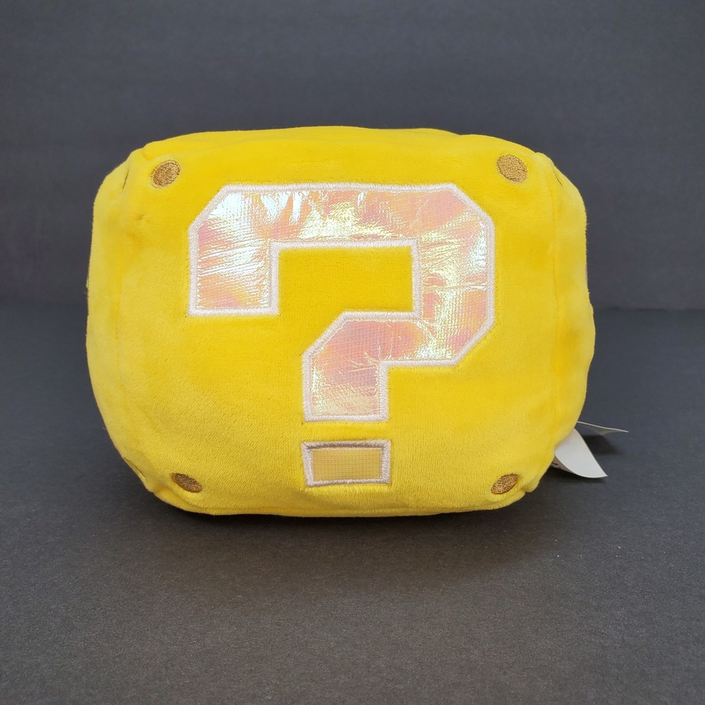 Nintendo Super Mario Question Block Plush Jakks Pacific Yellow 5 Inch Cube